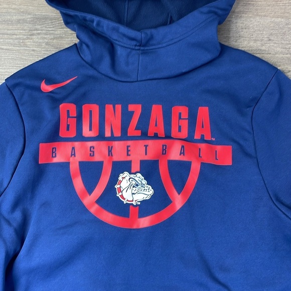 Nike Men’s Navy Blue Gonzaga Basketball Hooded Pullover Sweatshirt, size medium - Picture 2 of 10